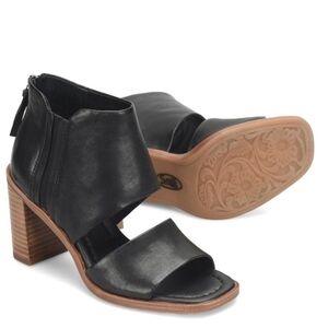 Sofft Sinclair Black Open Toe Blavk Leather Heeled Booties Size 9M